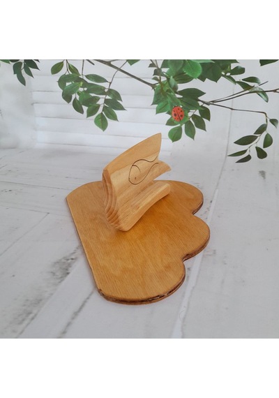 Güvenli Ve Dayanıklı Ahşap Çocuk Bıçağı Ve Bulut Desenli Kesme Tahtası / 2'li Set Ahşap