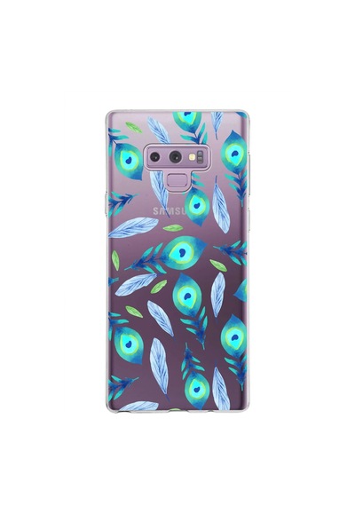 Samsung Galaxy Note 9 İle Uyumlu 1mm Slim Fit Nazar Boncuğu 3 Baskılı Şeffaf Kılıf Şeffaf