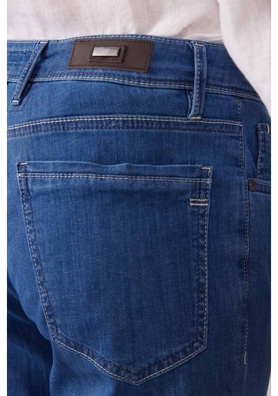 Ysf Erkek Mavi Likralı Pamuklu Regular Fit Jean Kot Pantolon