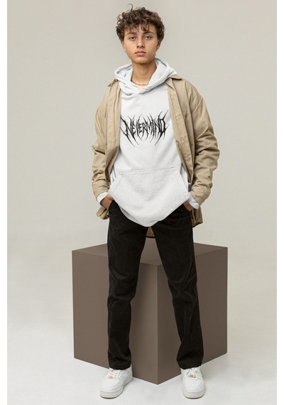 Nevermind Trend Unisex Oversize Hoodie Streetwear Baskılı Sweatshirt Beyaz