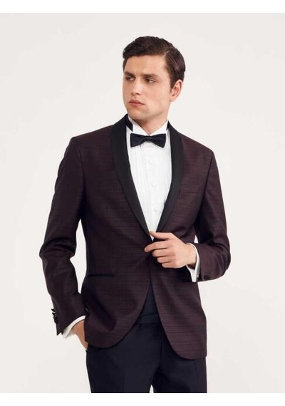 Bisse Erkek Slim Fit Smokin Bordo