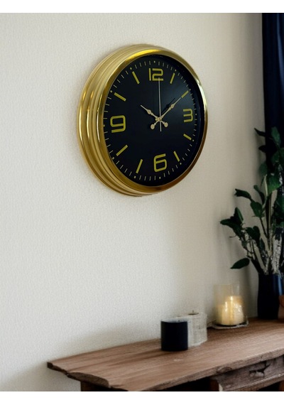 Gold Modern Rakamlı 40 Cm Metal Duvar Saati Çok Renkli
