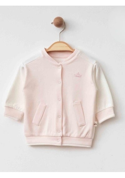 Zekids Kız Bebek Pamuklu Organik Bomber Ceket-16176 Çok Renkli