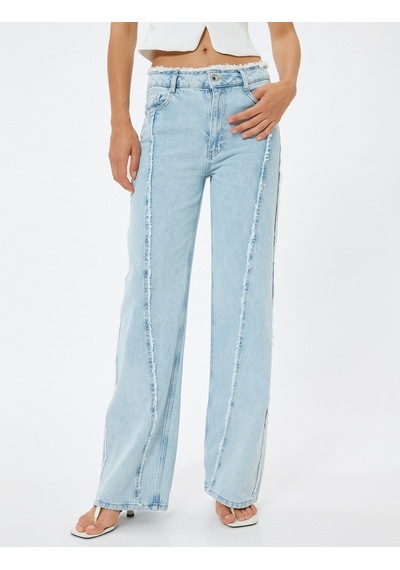 Koton Püsküllü Geniş Paça Kot Pantolon Cepli Asimetrik Dikiş Detaylı - Bianca Wide Leg Jeans Açık İndigo 4sal40484md Açık İndigo Koton Püsküllü Geniş Paça Kot Pantolon Cepli Asimetrik Dikiş Detaylı - Bianca Wide Leg Jeans Açık İndigo 4sal40484md Açık İndigo
