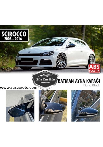 ŞüsCarOto Vw Scirocco 2008-2016 Batman Yarasa Ayna Kapağı Piano Black ABS Plastik (00)