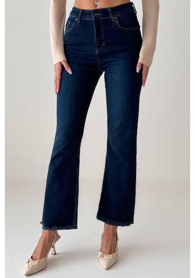 Lacarino 7403 M.flare Kadın Jean Pantolon Dark Blue Tnt