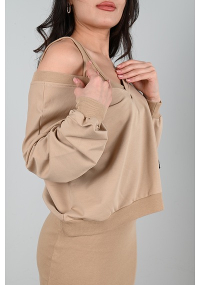 Koza Butik Kadın Askılı Sweatshirtli Elbise 3711-23 001