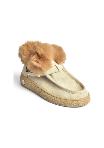Fox Shoes Z380576302 Bej Süet Yapay Kürklü Kadın Bot