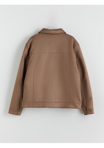 Lcw Vision Bej Rahat Kalıp Gömlek Yaka Süet Erkek Mont