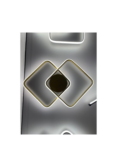 Yüksek Aydınlatmalı Kare Gold Tavan Plafonyer Led Avize, 3 Renk Aydınlatma