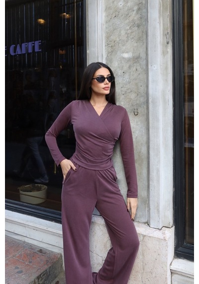 Kechi Woman Pike Oysho Kruvaze Yaka İkili Takım Bordo