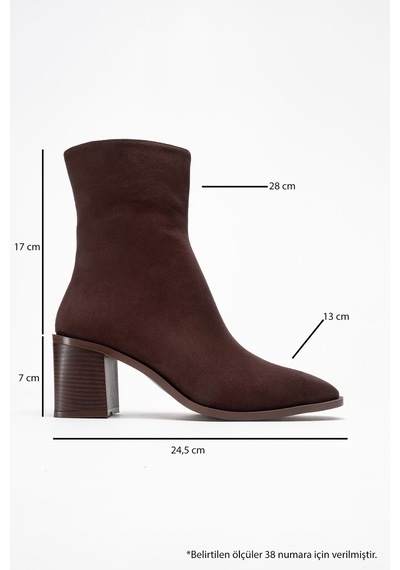 Luvishoes Sıena Kahverengi Süet Kadın Kalın Topuklu Bot Kahverengi