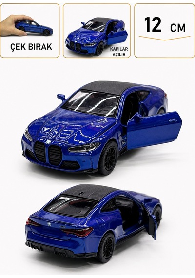 1:36 Ölçek Bmw M4 Metal Model Araba - Mavi