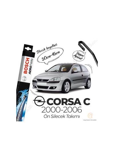 Opel Corsa C Muz Silecek Takımı 2000-2006 Bosch Aerotwin