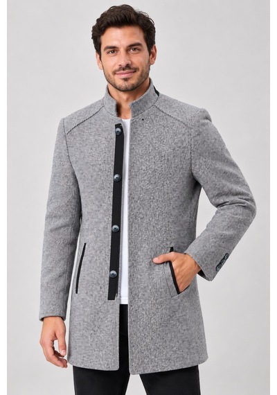 Plt9327 Dewberry Erkek Kaban-açık Diagonal Gri