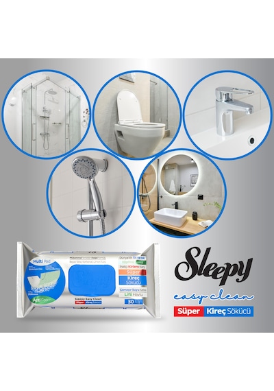 Sleepy Easy Clean Süper Yağ Çözücü&Kireç Sökücü Yüzey Temizlik Havlusu&Mendili 8x30 (240 Yaprak)