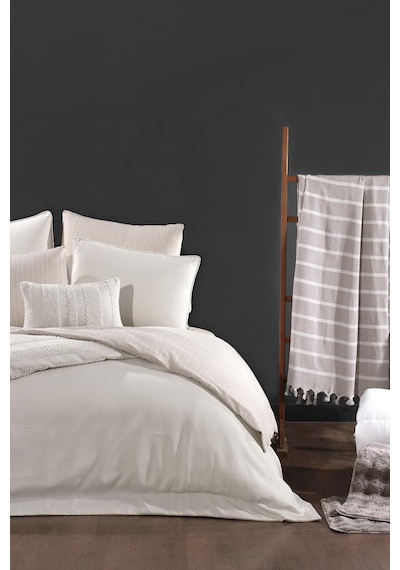 Lipa Lüks Comforter 13 Parça Çeyiz Seti Ekru Ekru