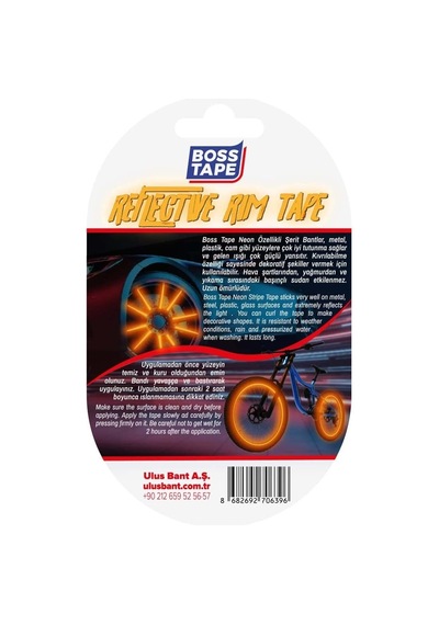 Boss Tape Neon Tekerlek Jant Seridi, 7 Mm X 7 M, Turuncu
