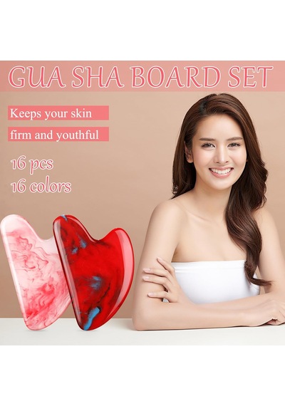 16 Adet Gua Sha Yüz Aletleri, Guasha Aracı Yüz Gua Sha Taş Yüz Şekillendirme Aracı Guasha Aracı Yüz Masaj Aletleri Vücut Spa Akupunktur İçin Yüz Masajı Kas Gerginliğini Gidermek Şişlik