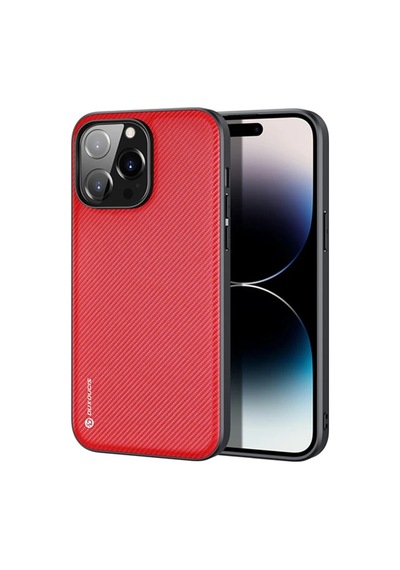 Dux Ducis Fino Serisi Apple iPhone Uyumlu 14 Pro 6.1 İnç Kılıf Premium Dokuma Silikon Kılıf- 5775 Siyah