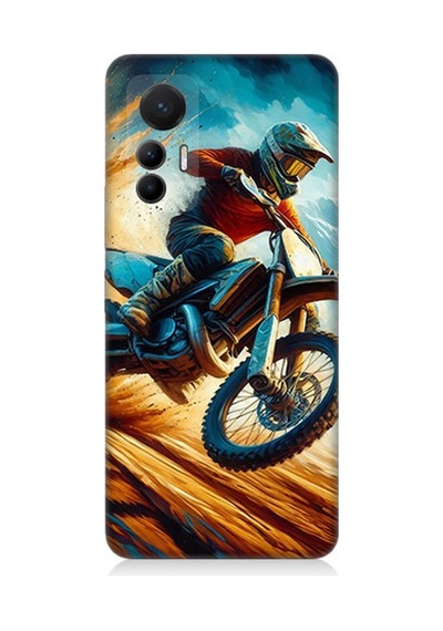 Xiaomi Mi 12 Lite 5g Uyumlu Alevler Arasında Motosiklet Sıçrayışı Desenli Silikon Kılıf Çok Renkli