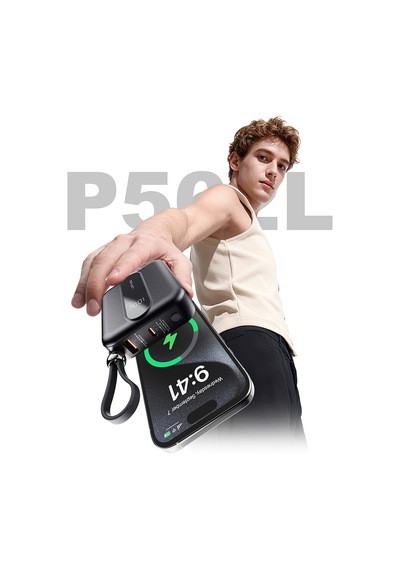 Lenyes P562l Dijital Led Göstergeli Type-c Ve Lightning Kablolu Powerbank 22.5w 10000mah Siyah