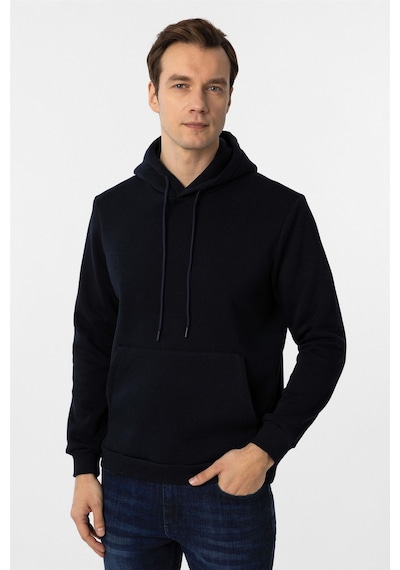 Süvari Lacivert Regular Düz Kapüşonlu Yaka Sweatshirt