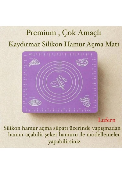 Çok Amaçlı Kaydırmaz Silikon Hamur Açma Matı 50 X 40 Cm Premium Kalite Yıkanabilir Gıda Uyumlu