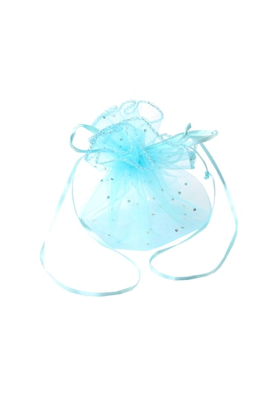 Büzgülü Kese. 24 Cm Pullu Organze. 25 Adet - Mavi