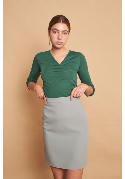 Jument Anvelop Kruvaze Yaka Capri Truvakar Kol Body Bluz-yeşil Yeşil