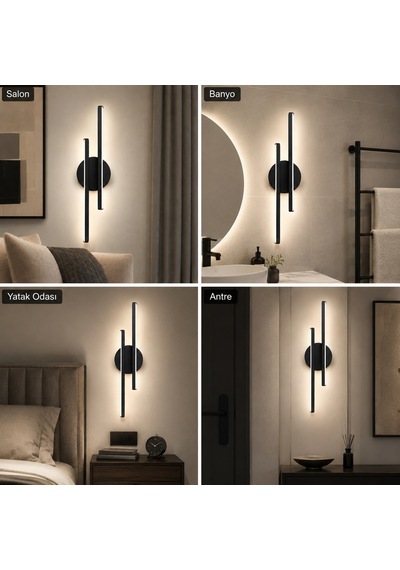 Aden Modern Led Duvar Apliği Günışığı Siyah