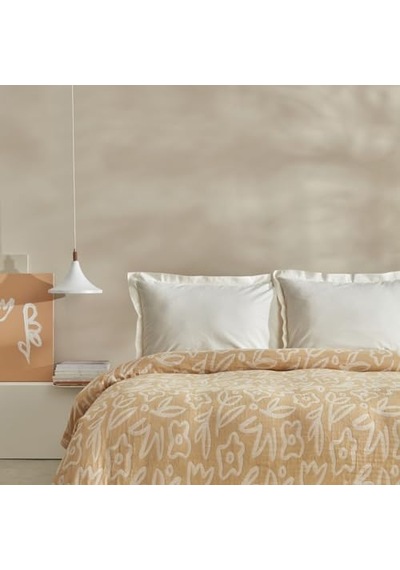 Karaca Home Bouquet Çift Kişilik Müslin Pike Sarı Açık Indigo