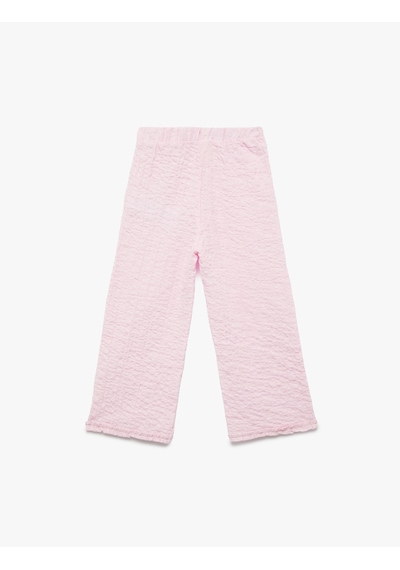 Koton Pamuklu Yumuşak Dokulu Fırfırlı Geniş Paça Pantolon Pembe 5smg40054aw Gül
