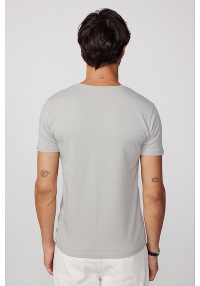 Tudors Slim Fit Bisiklet Yaka Düz Basıc Kısa Kol Gri Erkek T-Shirt-27717-Gri