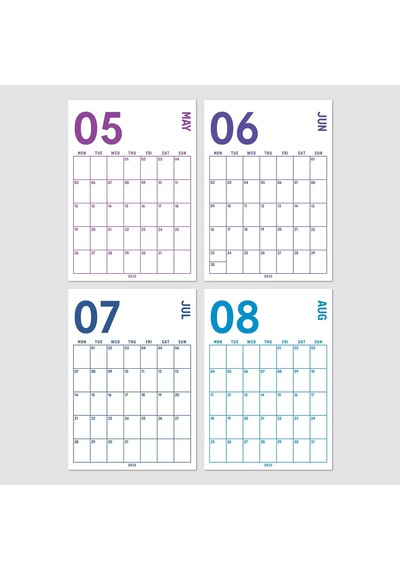 2027 Aylık Planlayıcı Duvar Takvimi, 33x48 Cm & A4 Spiralli Takvim, Organizer Takvim, Gökkuşağı Renk