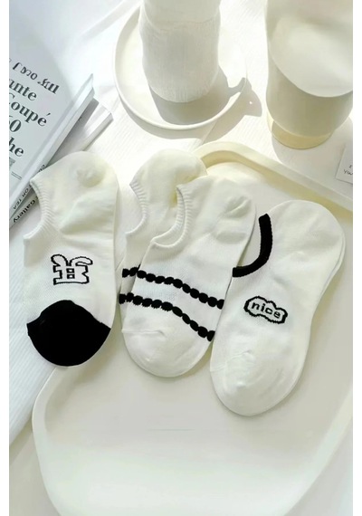 Hitit Socks Kadın 5 Çift Karikatür Ve Harf Desenli Yüksek Pamuklu Burun Ve Topuk Takviyeli Babet Beyaz Hitit Socks Kadın 5 Çift Karikatür Ve Harf Desenli Yüksek Pamuklu Burun Ve Topuk Takviyeli Babet Beyaz