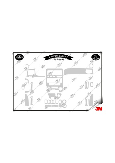 Toyota Carina 1995-1998 Torpido Konsol Trim Göğüs Maun Kaplama Set 34 Parça Gümüş