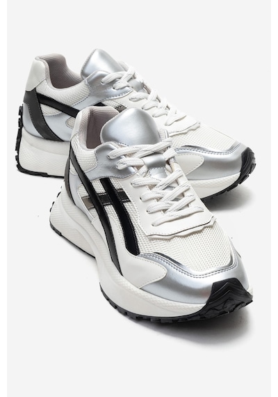 Calına Gümüş Siyah Beyaz Kadın Sneaker Siyah - Beyaz - Gümüş