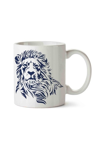 Aslan Lion Porselen Kupa Bardak Beyaz