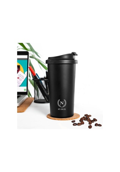 Kişiye Özel Baş Harf Tasarımlı Çelik Termos Mug 500ml