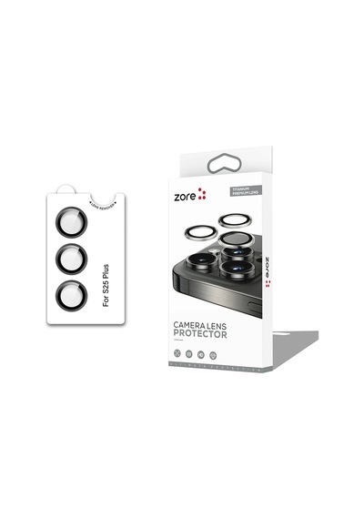 Samsung Uyumlu Galaxy S25 Plus Zore Cl-12 Premium Safir Parmak İzi Bırakmayan Anti-reflective Kamera Lens Koruyucu Siyah