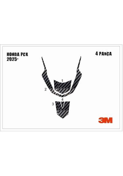 Honda Pcx 2025- Tank Pad Ve Grenaj Kaplama 4 Parça Siyah