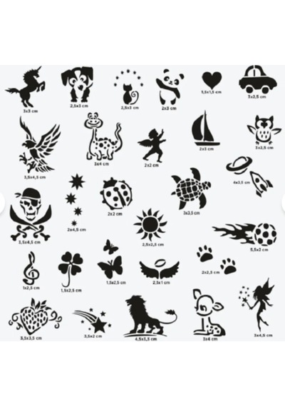 One Spray Tattoo City Pack - Wonderland Stencil Set 7 Designs Diğer