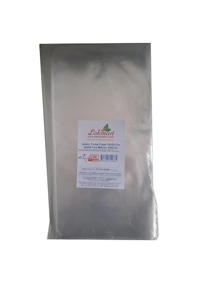 Lokmanavm Jelatin Torba Poşet 15X30 Cm Şeffaf Ince Mikron 1000 Gr