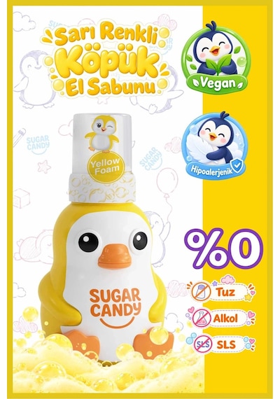 Sugar Candy Muz Kokulu Doğal Vegan Çocuk Köpük El Sabunu Pıngo 350 Ml Paraben İçermeyen Sarı Köpük