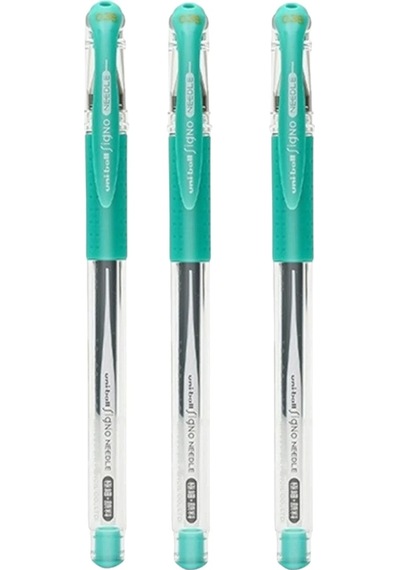 Uniball Signo Needle 0.38 İğne Uçlu Jel Kalem Zümrüt Yeşili Üç Adet