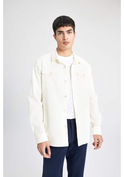 DeFacto Regular Fit Polo Yaka Gofre Dokulu Gömlek Ceket B6682AX24SPWT32