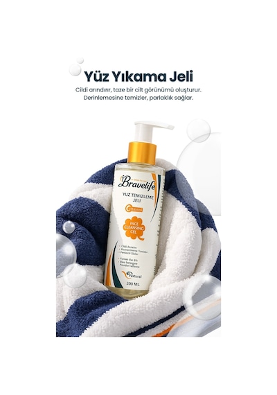 Bravelife C Vitamini Yüz Temizleme Jeli Ve Spf 50+ Güneş Koruyucu 2 Li Cilt Bakım Seti