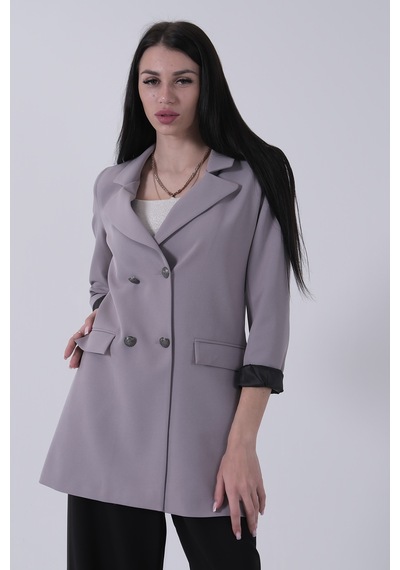 Feminist Gri Astarlı Düğme Kapamalı Blazer Ceket 0105123.06 Gri