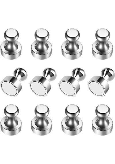 12 Adet Metal Kaplı Pano Mıknatısı ,güçlü Neodyum Mıknatıs Buzdolabı Magnet Fotoğraf Kağıt Tutucu